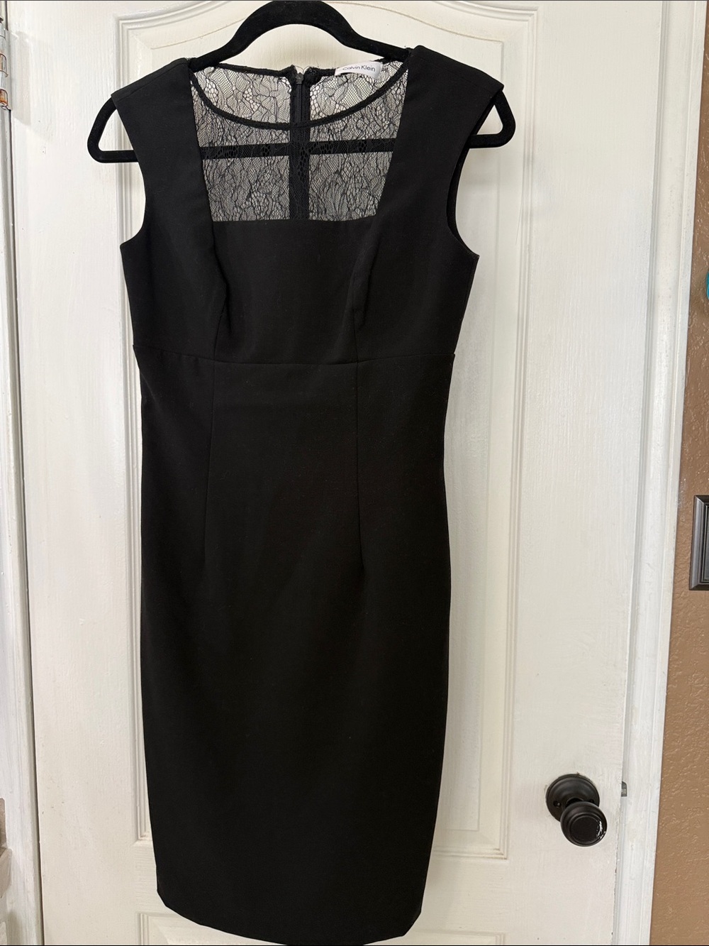 Calvin Klein Classic Black Lace-Back Sheath Dress